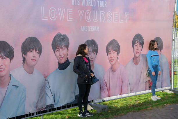 Taking Pictures At A Billboard Before The BTS Concert At The Ziggo Dome Amsterdam The Netherlands 13-10-2018